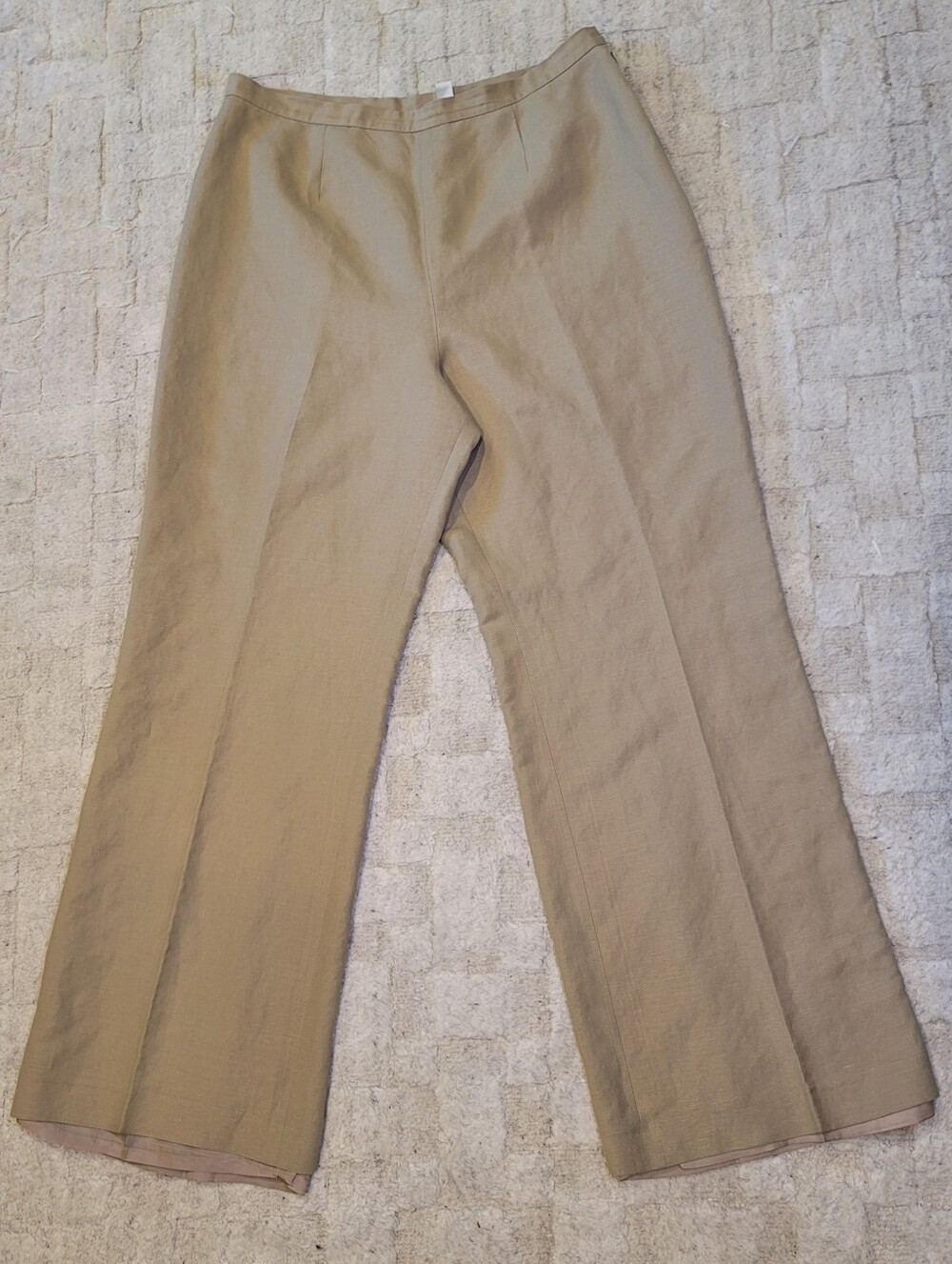 LE SUIT Linen‎ Blend Tan Beige Wide Leg Pants Office Women's Size 12